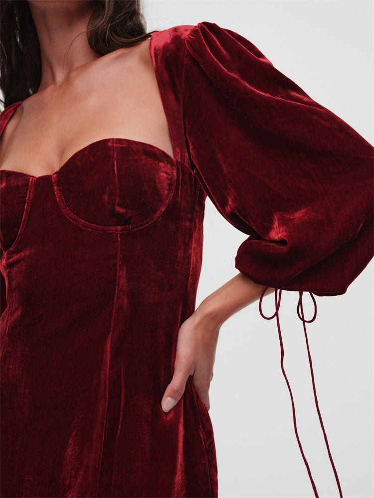 Velvet Backless Mini Dress