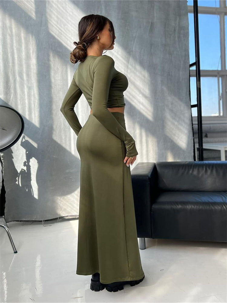 Long Sleeve Top Long Skirt Set