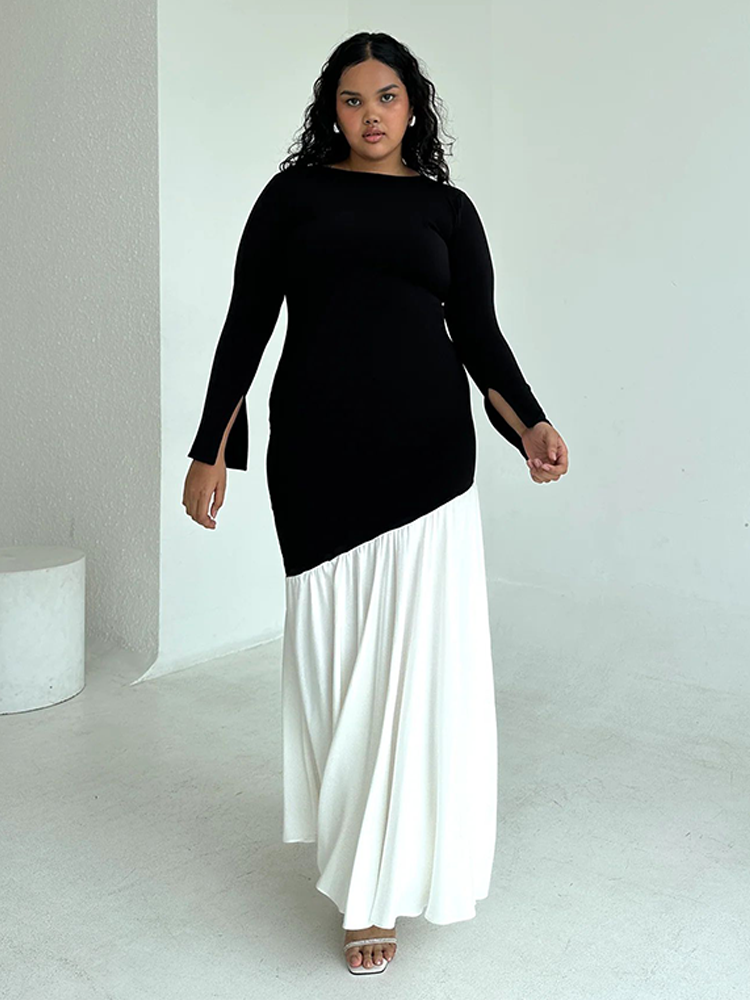 Long Sleeve Pleated Maxi Dress