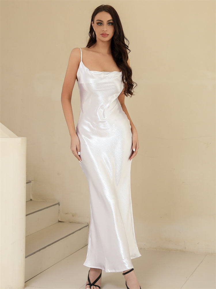 Slip Backless Satin Maxi Dress