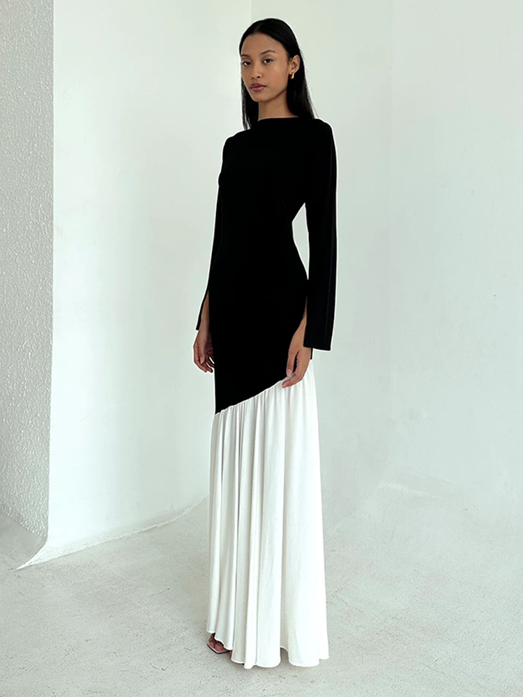 Long Sleeve Pleated Maxi Dress