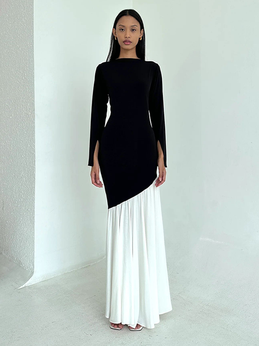 Long Sleeve Pleated Maxi Dress