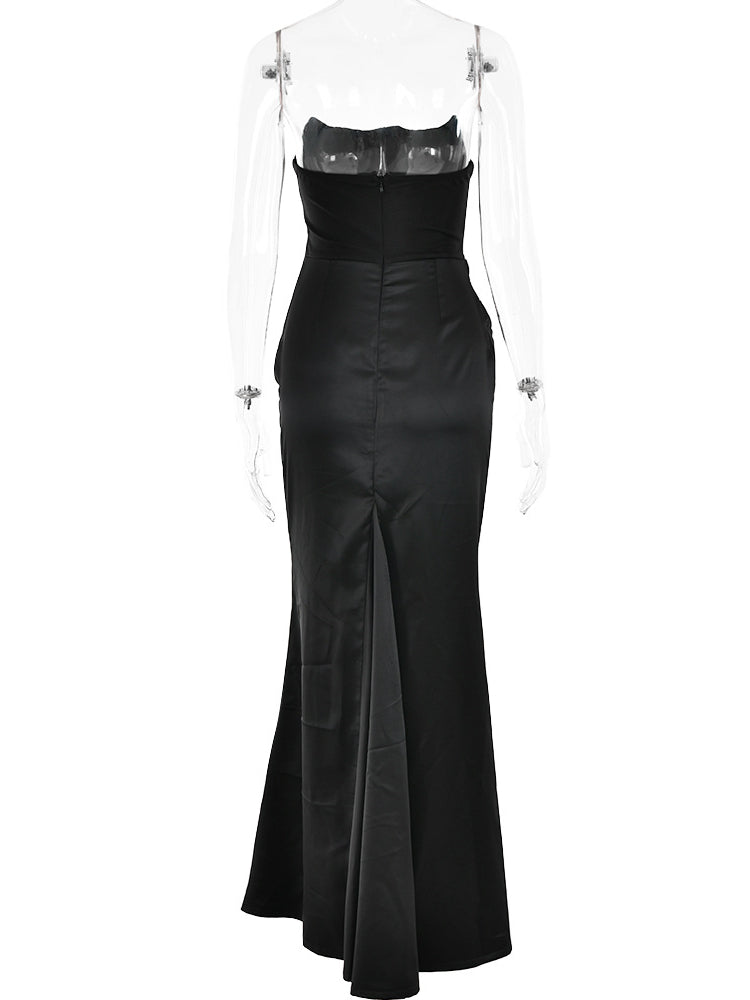 Corseted Strapless Reached Maxi Dress