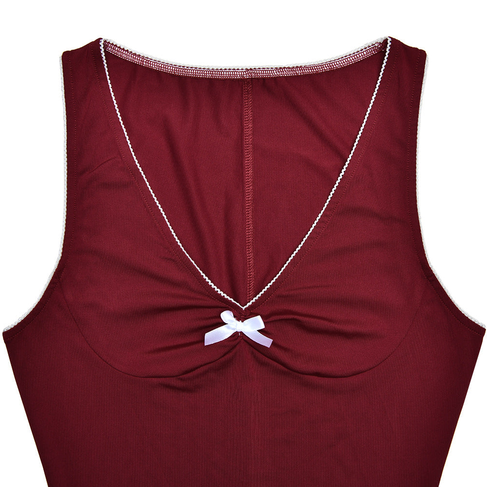 V-Neck Bow Tank Dress