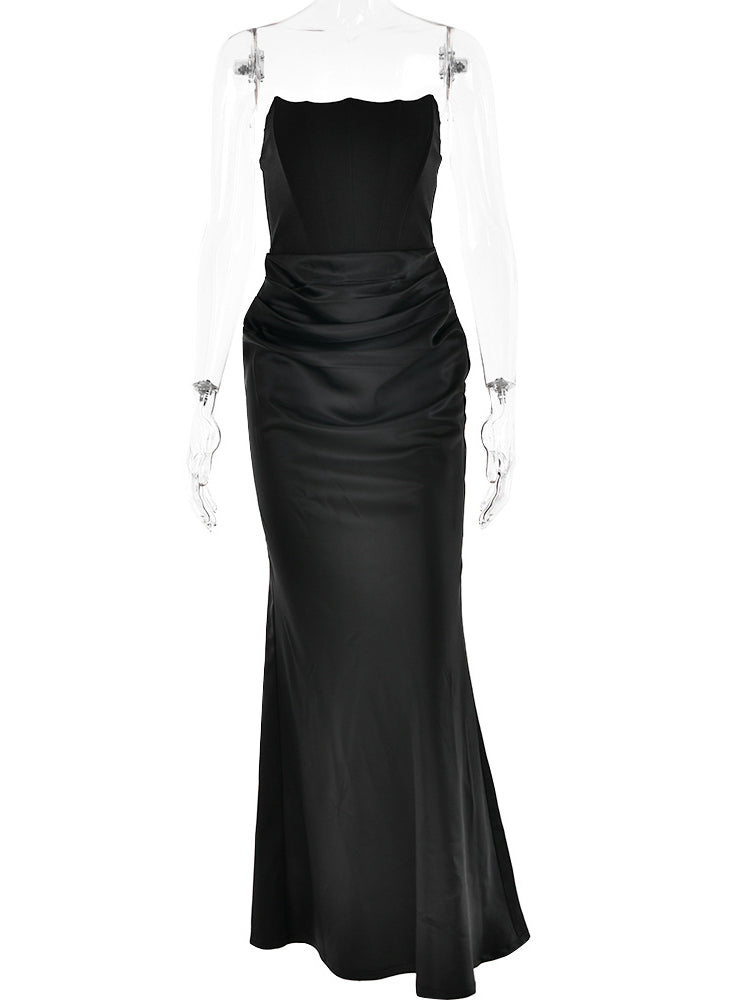 Corseted Strapless Reached Maxi Dress