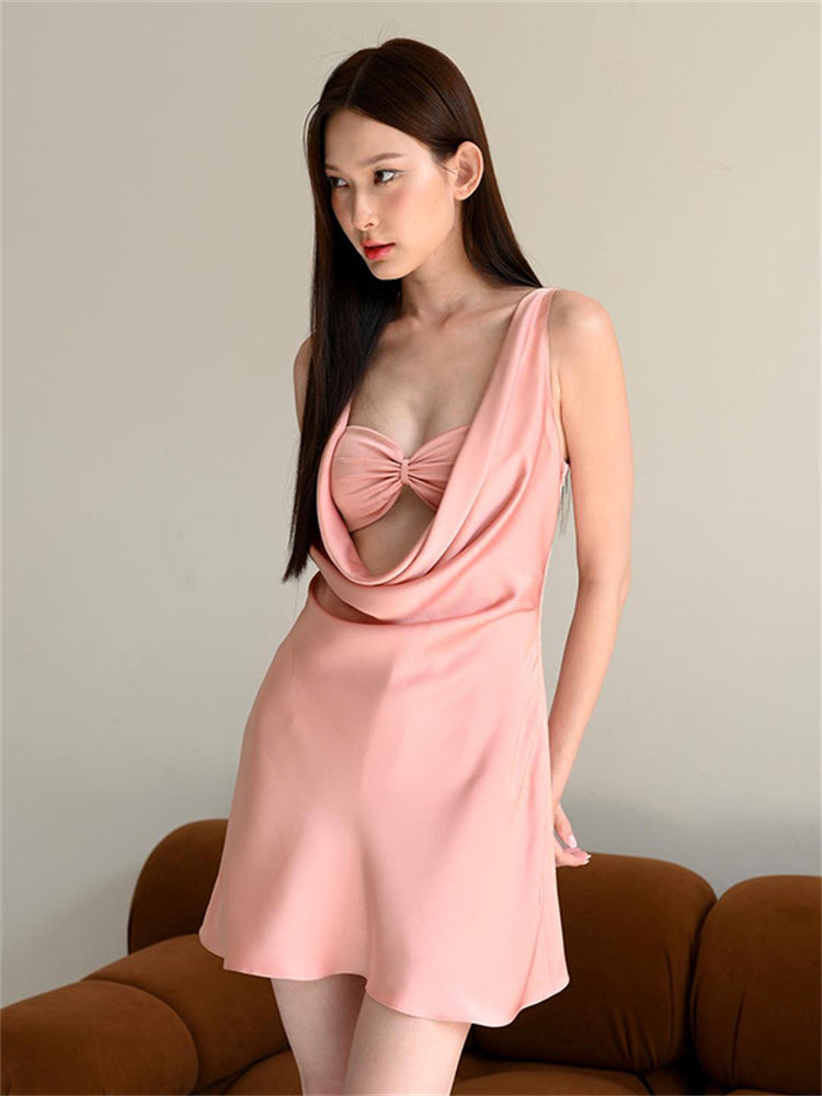 Swing Collar Slip Backless Dress