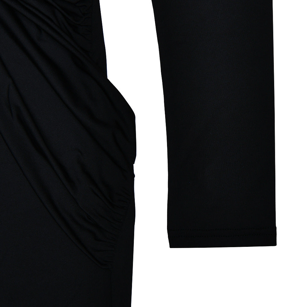 Round Neckline Pleated Maxi Dress