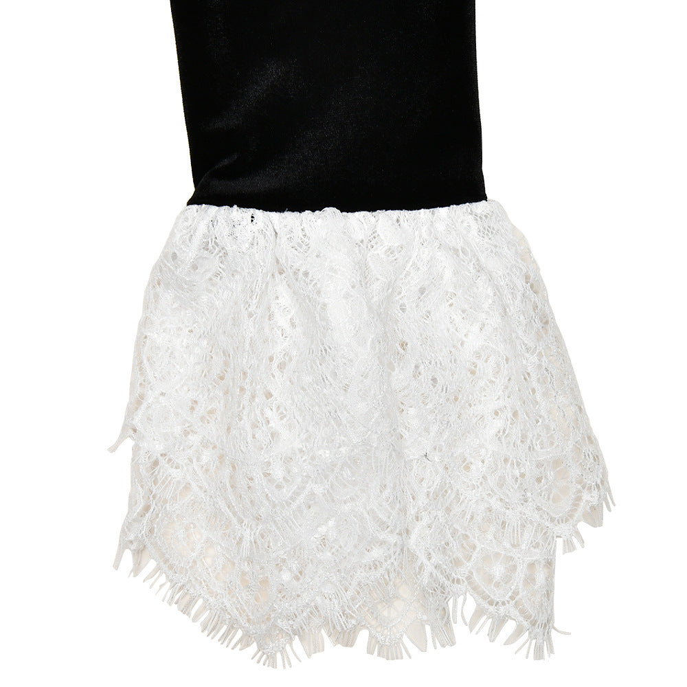 Spliced Lace Velvet Herringbone Top