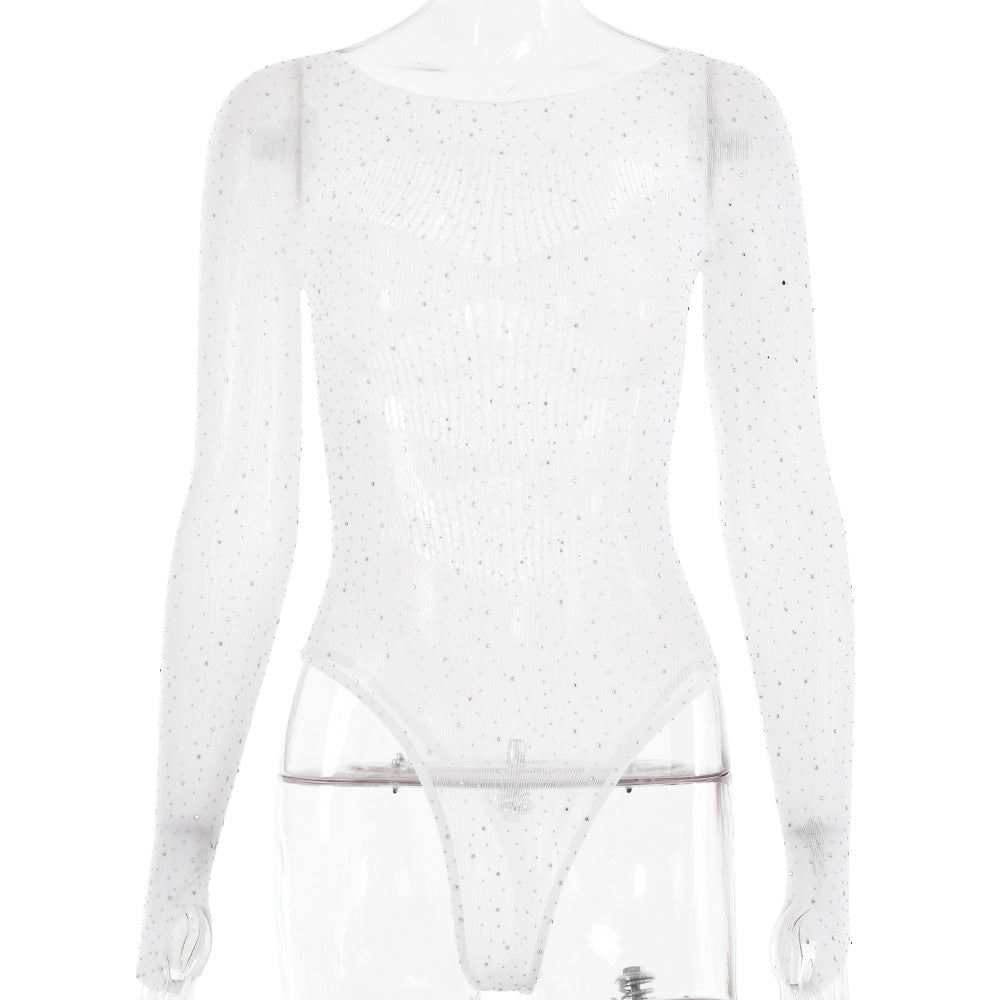 Knit Sheer Cutout Hot Diamond Bodysuit