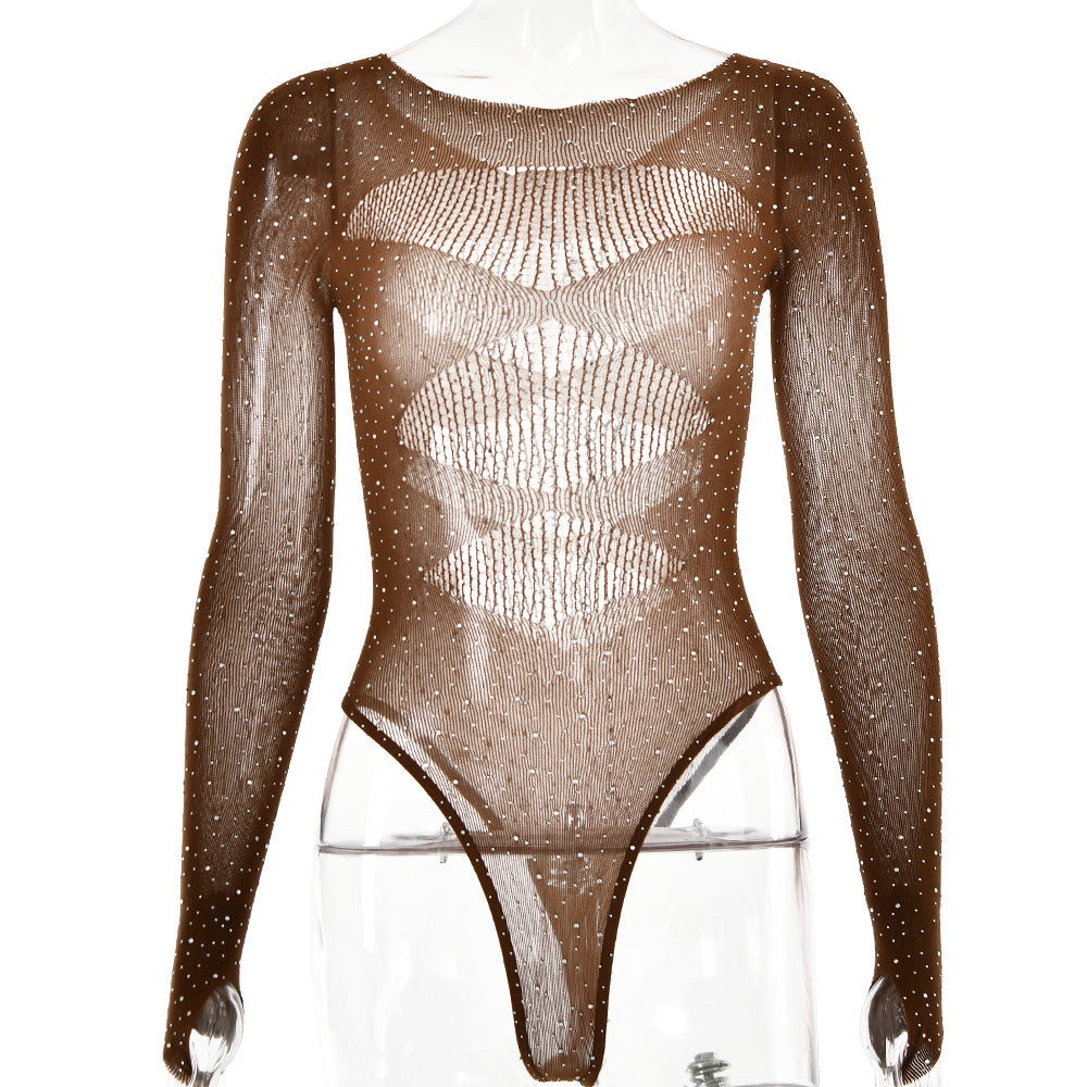 Knit Sheer Cutout Hot Diamond Bodysuit