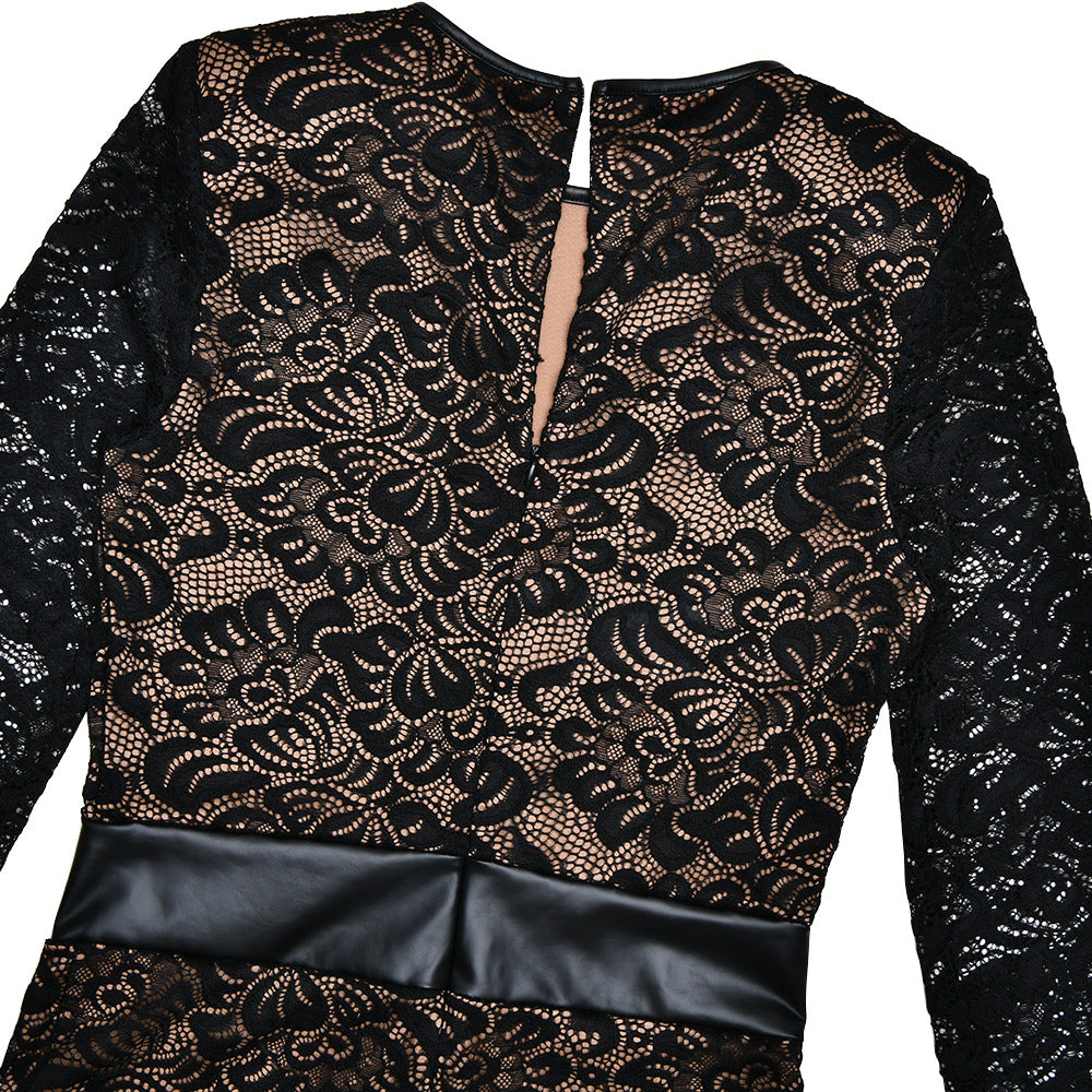 Lace Patchwork Long Sleeve Jumpsuit