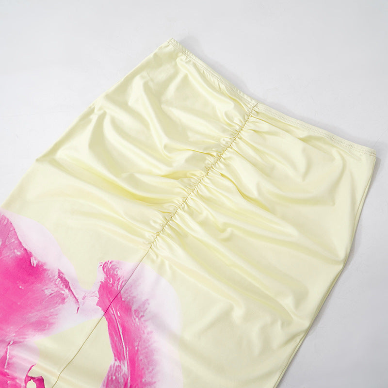 Floral Print Crop Tank Top Maxi Skirt Set