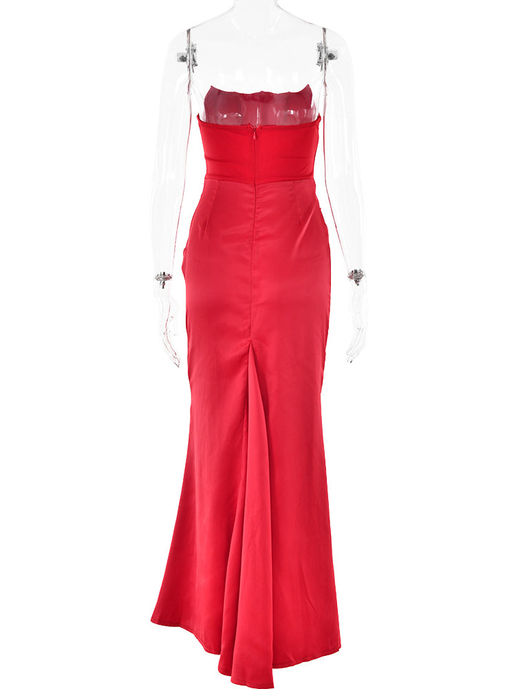 Corseted Strapless Reached Maxi Dress