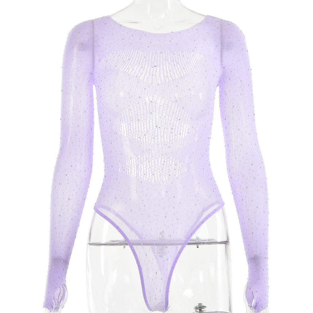 Knit Sheer Cutout Hot Diamond Bodysuit