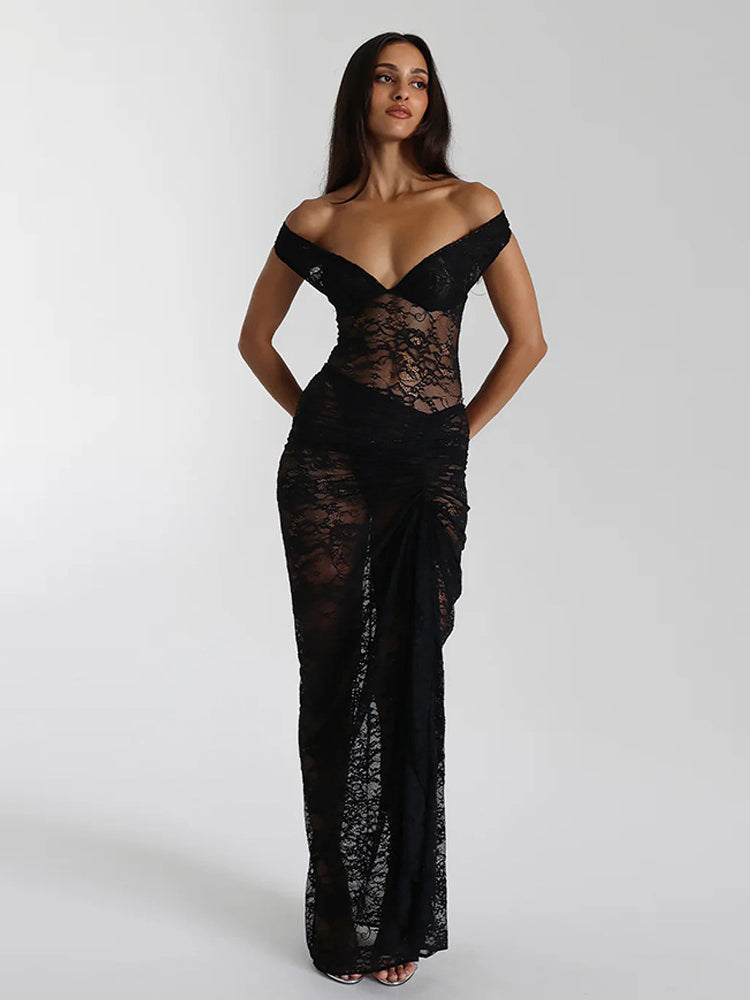 Lace Bodysuit Maxi Skirt Set