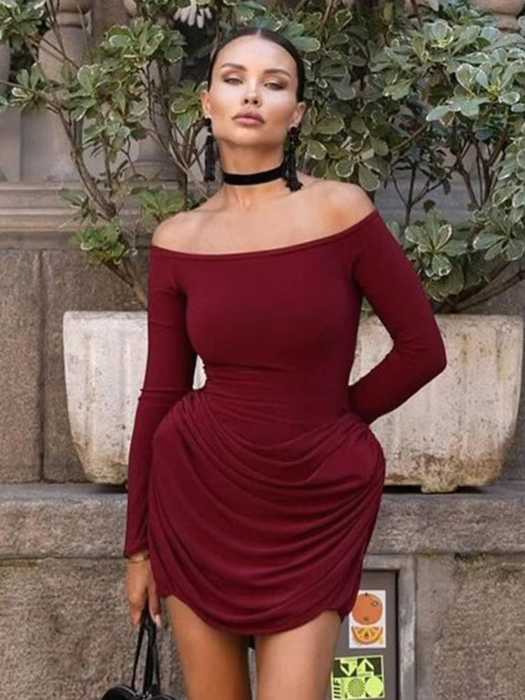 Off Shoulder Ruched Mini Dress